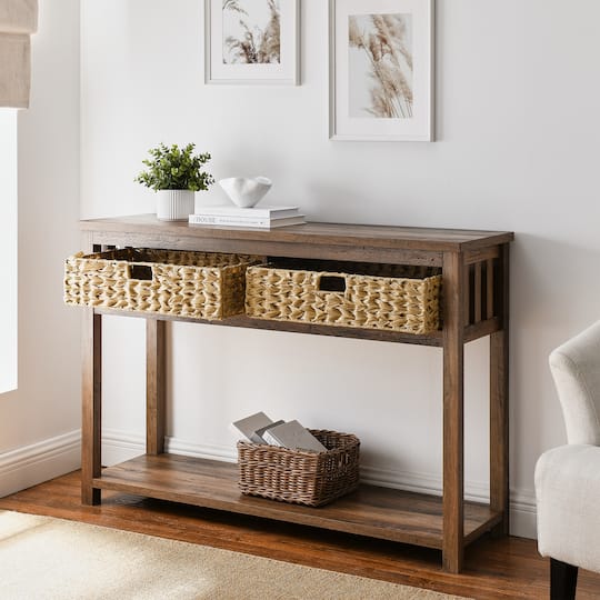 Walker Edison Reclaimed Barnwood Mission Storage Entry Table